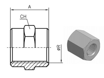 Адаптер с внутренней резьбой BSP1.1/4"