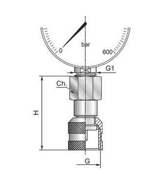 Адаптер под манометр 20141500 BSP 1/4"-M16x1.5