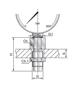 Адаптер под манометр переборочный 18120000 BSP 1/2"-M16x2,0