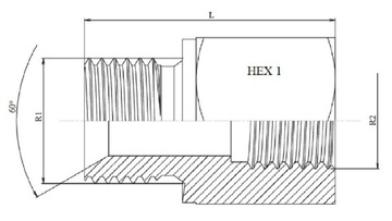 АДАПТЕР С ВНУТРЕННЕЙ РЕЗЬБОЙ BSPP - ШТУЦЕР МЕТРИКА (60°)