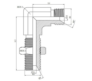 УГЛОВОЙ 90° ПЕРЕБОРОЧНЫЙ ШТУЦЕР MALE BSP (60°) - MALE BSP (60°)