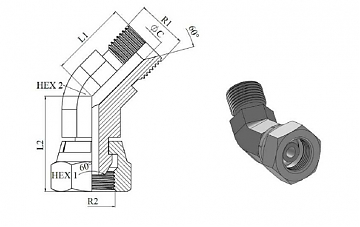Угольник 45° BSP 1/2" (Ш-Г)