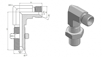 переборочный 90 град. Male BSP 3/8"-3/8" 
