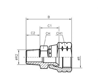 Адаптер JIC 1.7/8"-BSPT 1.1/2" (Г-Ш)