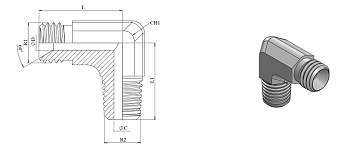 Угольник 90° MALE BSP 3/8"-BSPT 3/8"