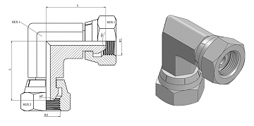 Угольник 90° BSP 3/8" (Г/Г)