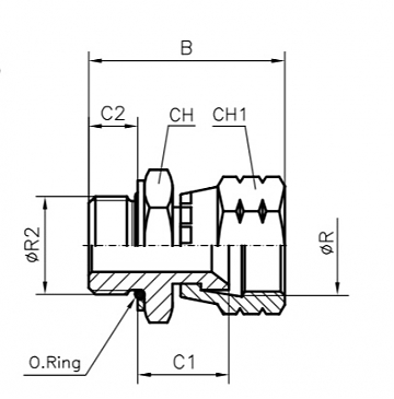 TN426-JIC 1.5/8-R 1.1/4" ZnNi (K)