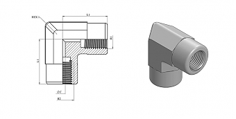 Угольник 90° с внутренней резьбой BSP 1.1/2"