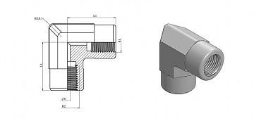 Угольник 90° с внутренней резьбой BSP 1.1/2"