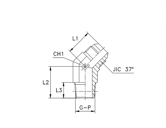 Угольник 45° JIC 7/8" с ввертной резьбой NPTF 1/2" ZnNi (K)
