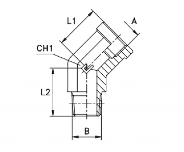 Угольник 45° BSP3/8" - BSPT3/8" (ВНР-Ш)