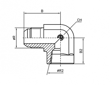 Угольник 90° JIC9/16" - NPT3/8" (Ш-ВНР)