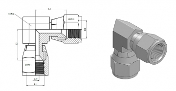 Угольник 90° JIC 3/4" (Г-Г)