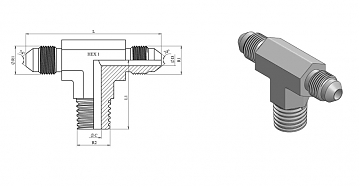 Тройник ввертной T-образный JIC 1.5/8"-BSPT 1"-JIC 1.5/8"