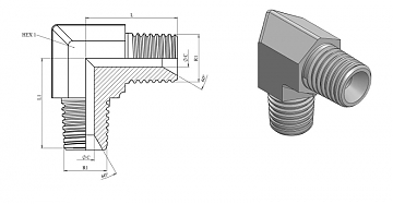 Адаптер 90° NPT 1.1/2"-1.1/2" (Ш-Ш)
