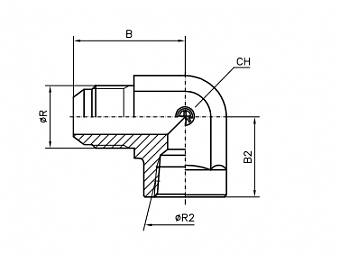 Угольник 90° JIC1.5/8" - NPT1.1/4" (Ш-ВНР)