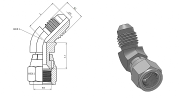Угольник 45° JIC 1.5/16" (Ш/Г)