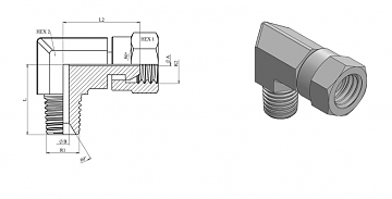 Адаптер 90° NPT1/4" - NPSM3/8" (Ш-Г)