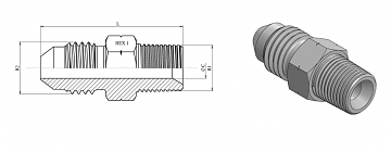 Адаптер JIC 1.1/16" - NPT 1" (Ш-Ш) ZnNi (K)
