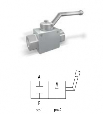 Кран двухходовой  BSPP 1" 400 bar (Т) (c отверстиями для крепежа )