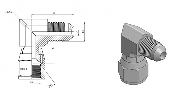 Угольник 90° JIC 1.7/8"-12 (Ш/Г)