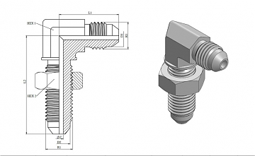 Переборочный 90 град. Male JIC 1/2"-1/2" 