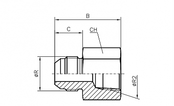 Адаптер JIC 1.1/16" - NPT 1/2" (Ш-ВНР)