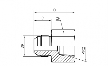 Адаптер JIC 1.1/16" - NPT 1/2" (Ш-ВНР)