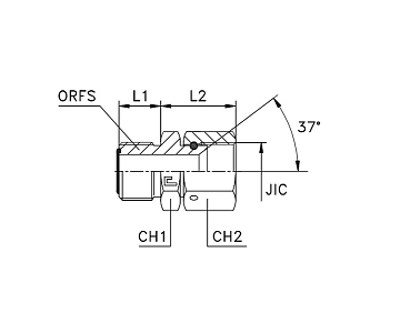 Адаптер ORFS 1.7/16"-JIC 1.5/16" (Ш-Г)
