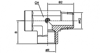 Тройник L-образный BSP1/8" - BSP1/8" - BSPT1/8" (Внутр-Внутр-Ш)